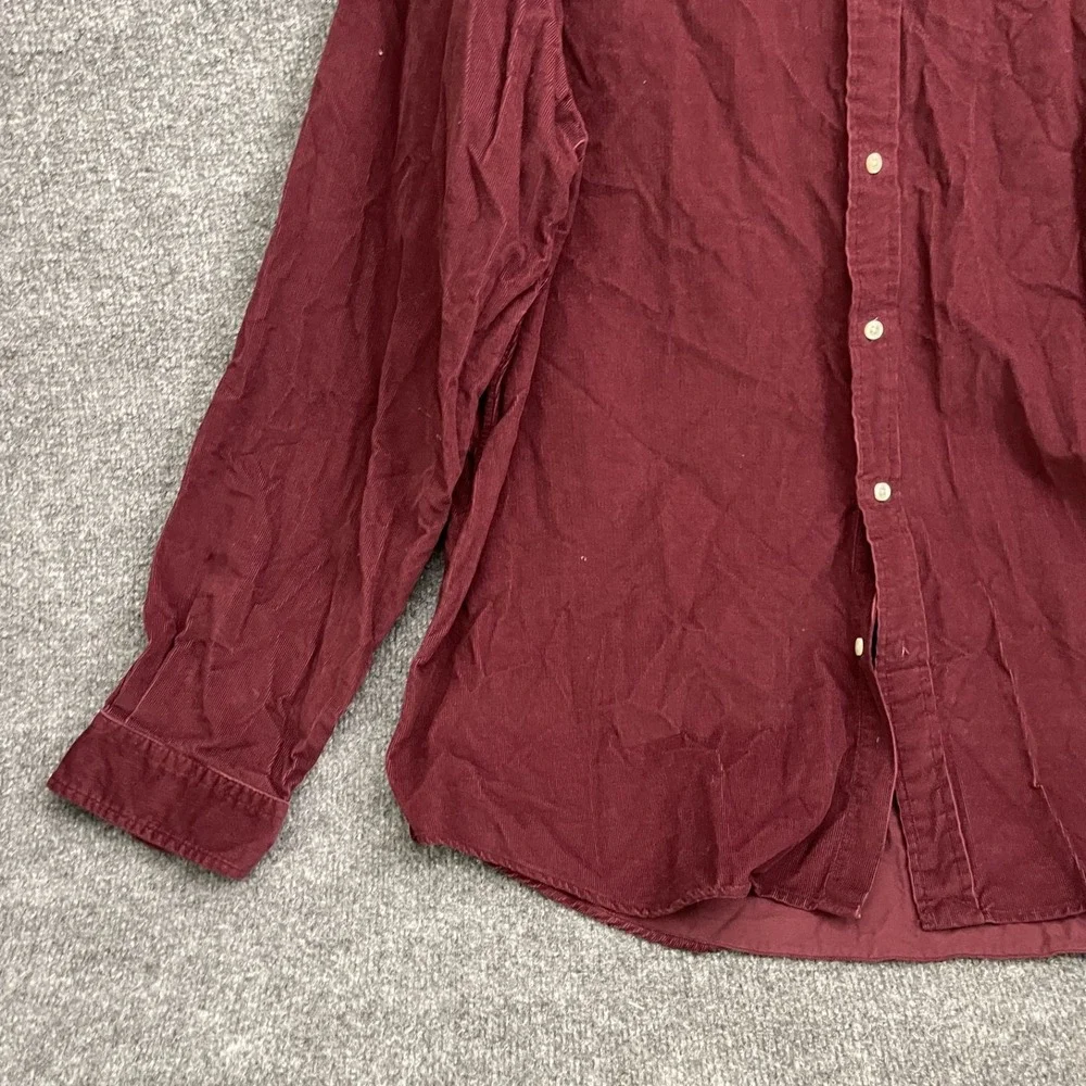 Polo Ralph Lauren Corduroy Cord Shirt Mens Sz 2XL Burgundy Button Long Sleeve